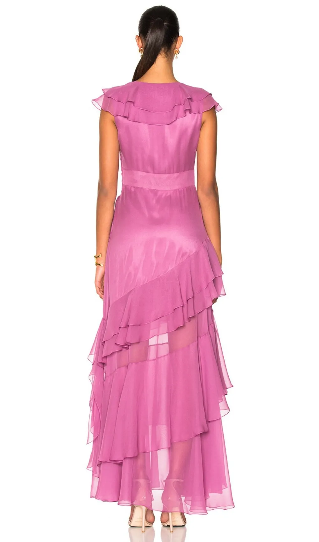 RUFFLED MAXI DRESS IN PINK Gloria Lanvin
