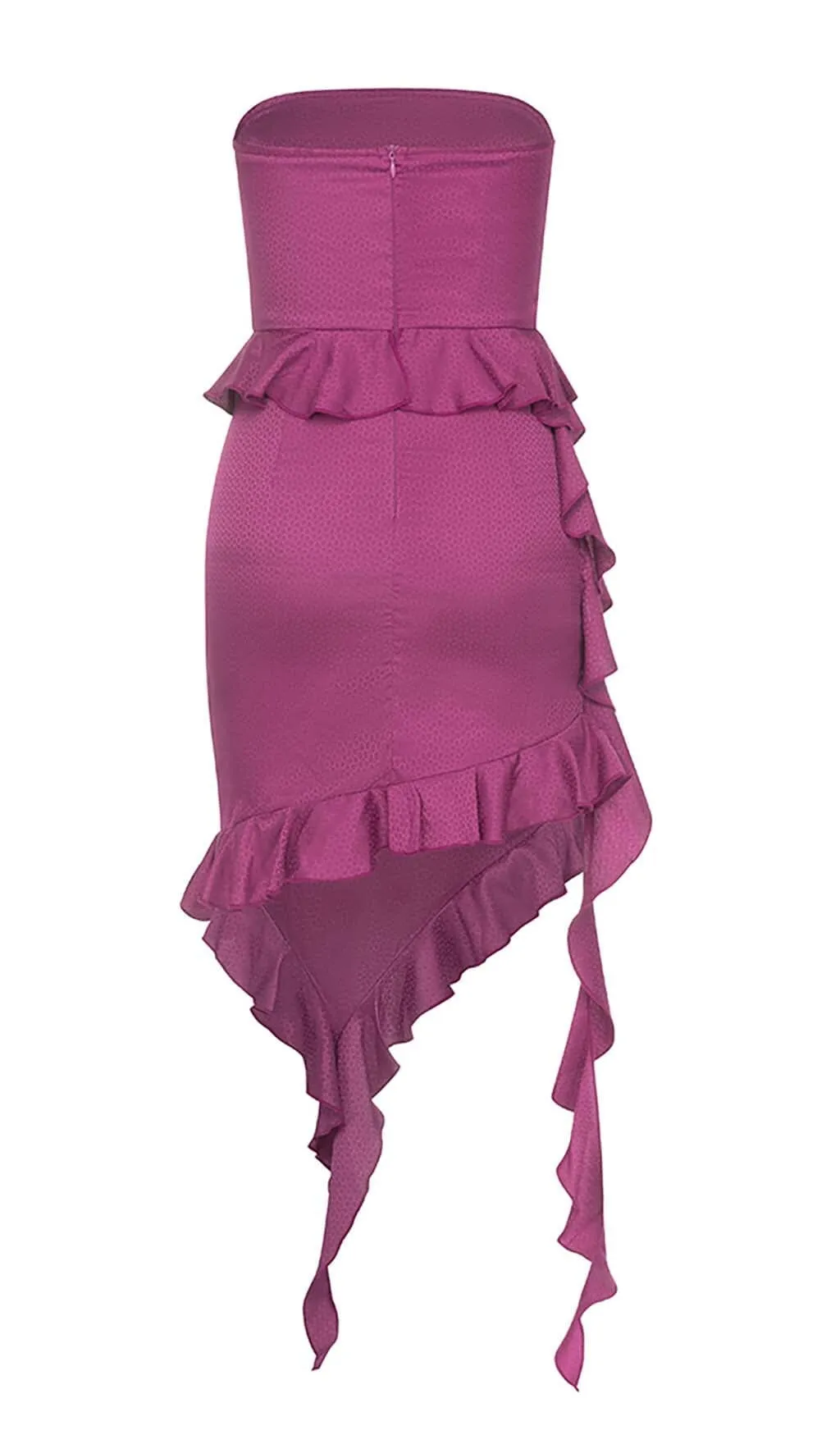 RUFFLED SATIN MINI DRESS IN GRAPE Gloria Lanvin