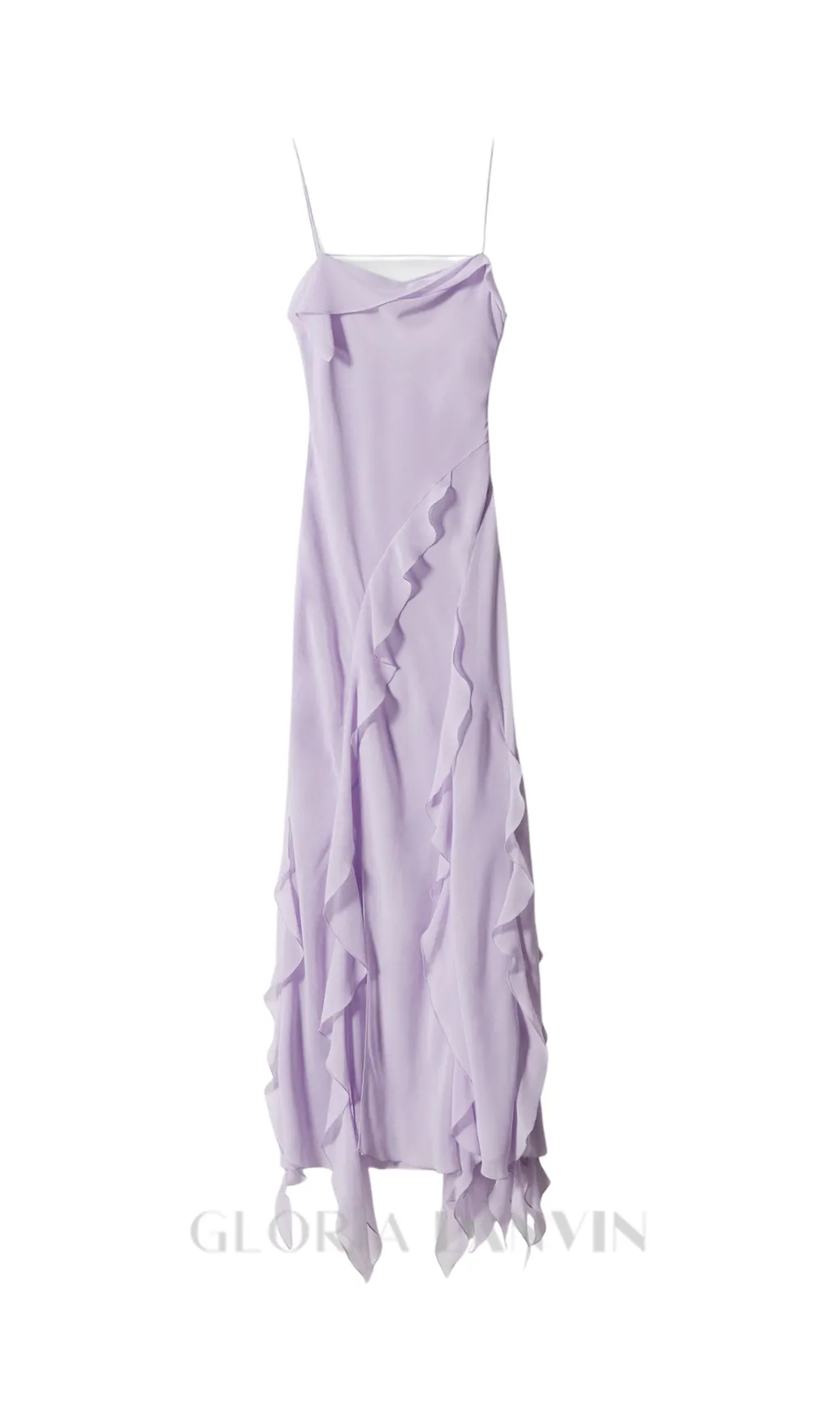 RUFFLED SLIT DETAIL MAXI DRESS IN BLUE Gloria Lanvin