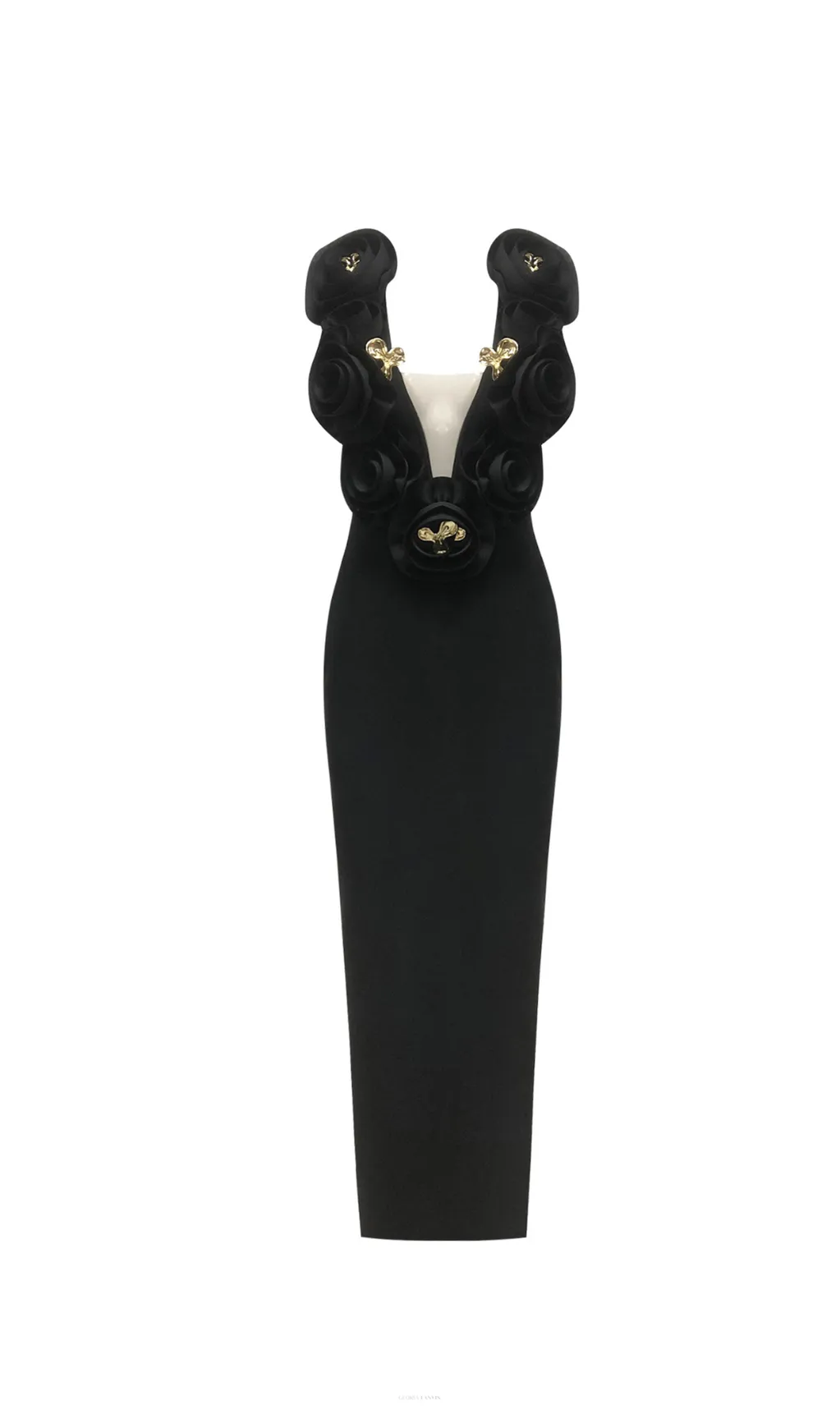 ruffled top with gold accents maxi dress Gloria Lanvin