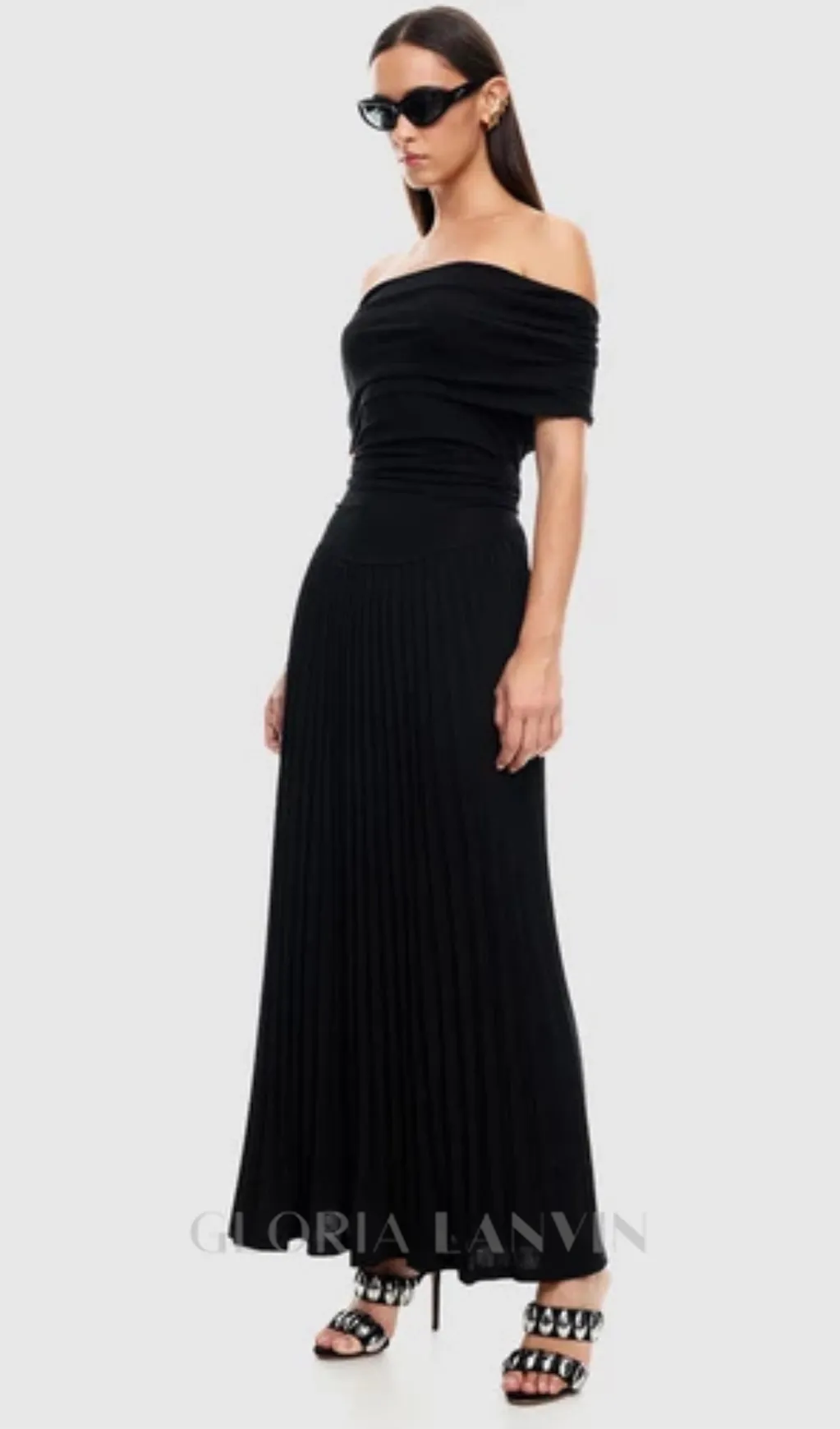 sabina bodycon strapless maxi dress in black Gloria Lanvin