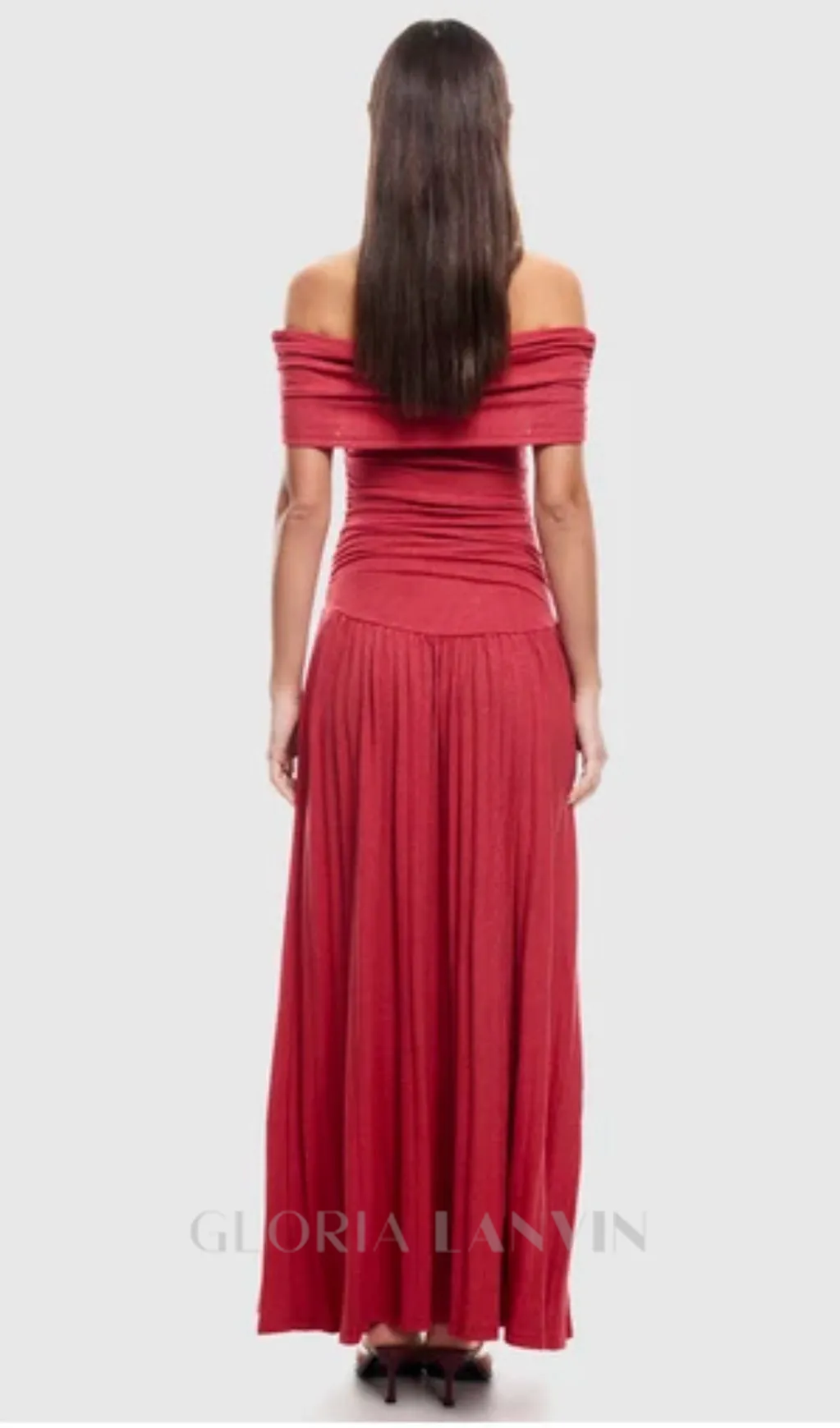 sabina bodycon strapless maxi dress in crimson Gloria Lanvin