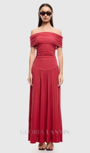 sabina bodycon strapless maxi dress in crimson Gloria Lanvin