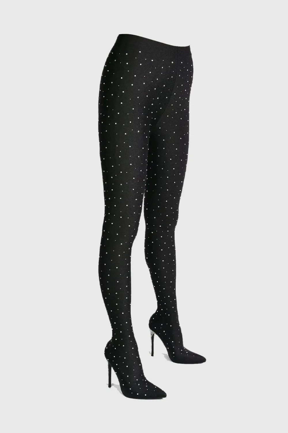 Sagier Rhinestone Legging Boots - Black Gloria Lanvin