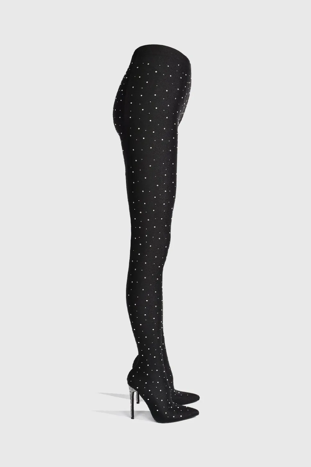 Sagier Rhinestone Legging Boots - Black Gloria Lanvin