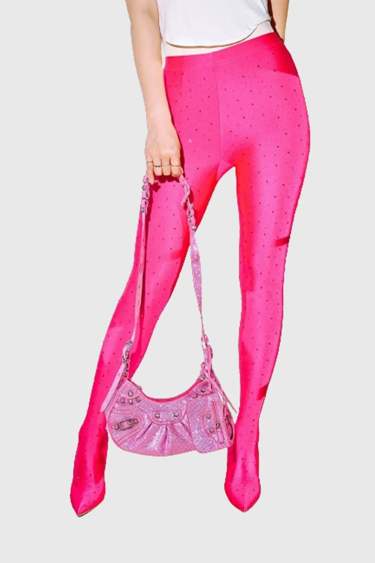 Sagier Rhinestone Legging Boots - Pink Gloria Lanvin