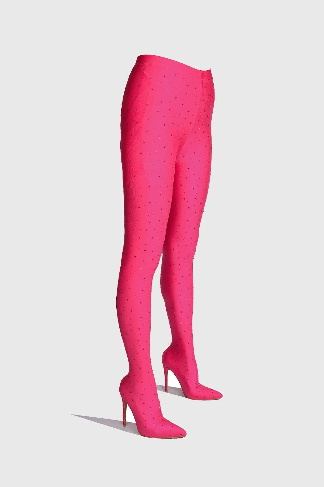 Sagier Rhinestone Legging Boots - Pink Gloria Lanvin