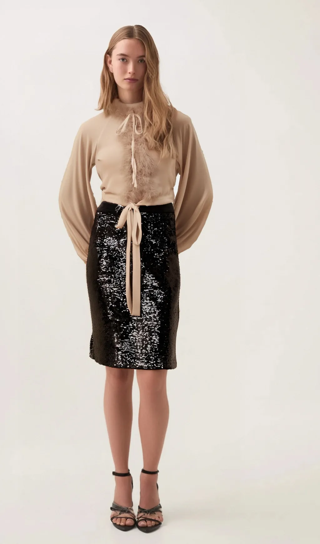 Salome feather-detail chiffon blouse Gloria Lanvin
