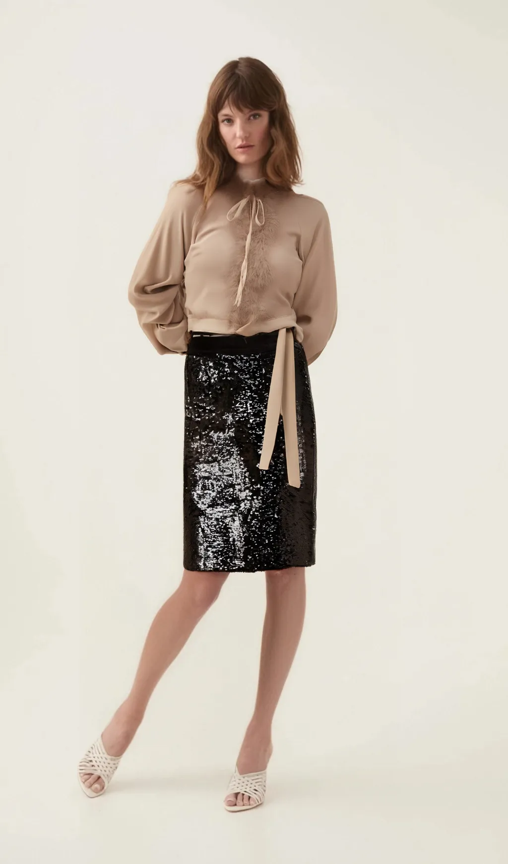 Salome feather-detail chiffon blouse Gloria Lanvin