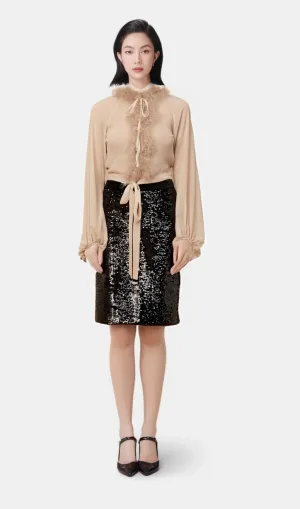 Salome feather-detail chiffon blouse Gloria Lanvin