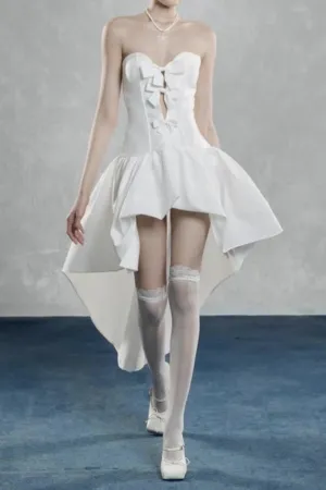 samantha bow-tie strapless mini dress in white Gloria Lanvin