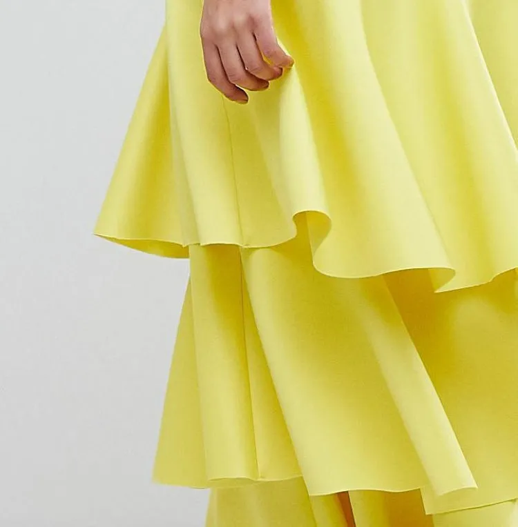samantha layered off-shoulder midi dress in yellow Gloria Lanvin