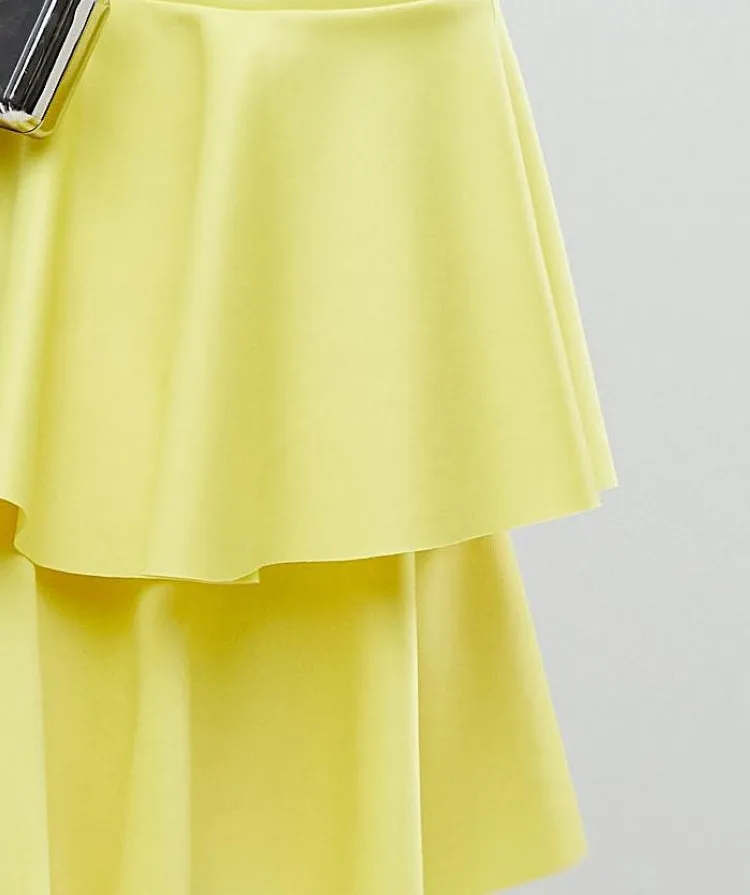samantha layered off-shoulder midi dress in yellow Gloria Lanvin