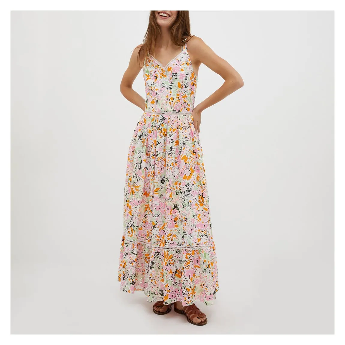 samantha Multicolor Cotton Floral Midi Dress Gloria Lanvin