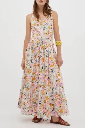 samantha Multicolor Cotton Floral Midi Dress Gloria Lanvin