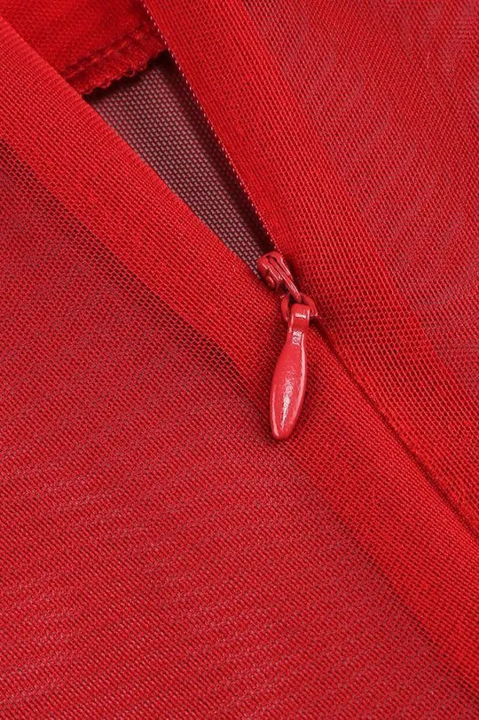 SAMANTHA POPPIES EMBELLISHED MINI DRESS IN RED Gloria Lanvin