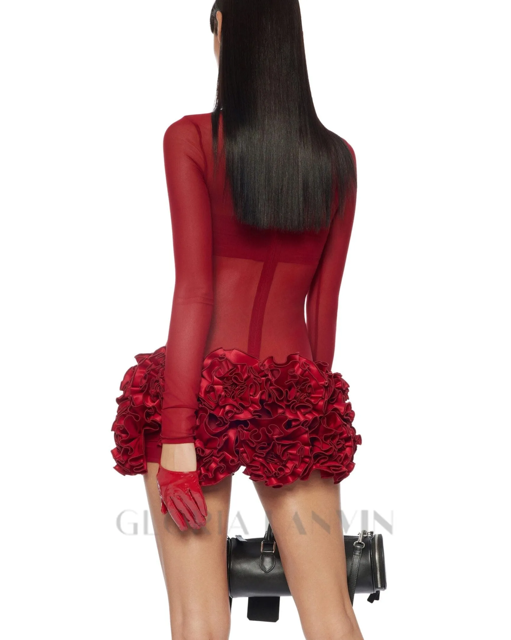 SAMANTHA POPPIES EMBELLISHED MINI DRESS IN RED Gloria Lanvin