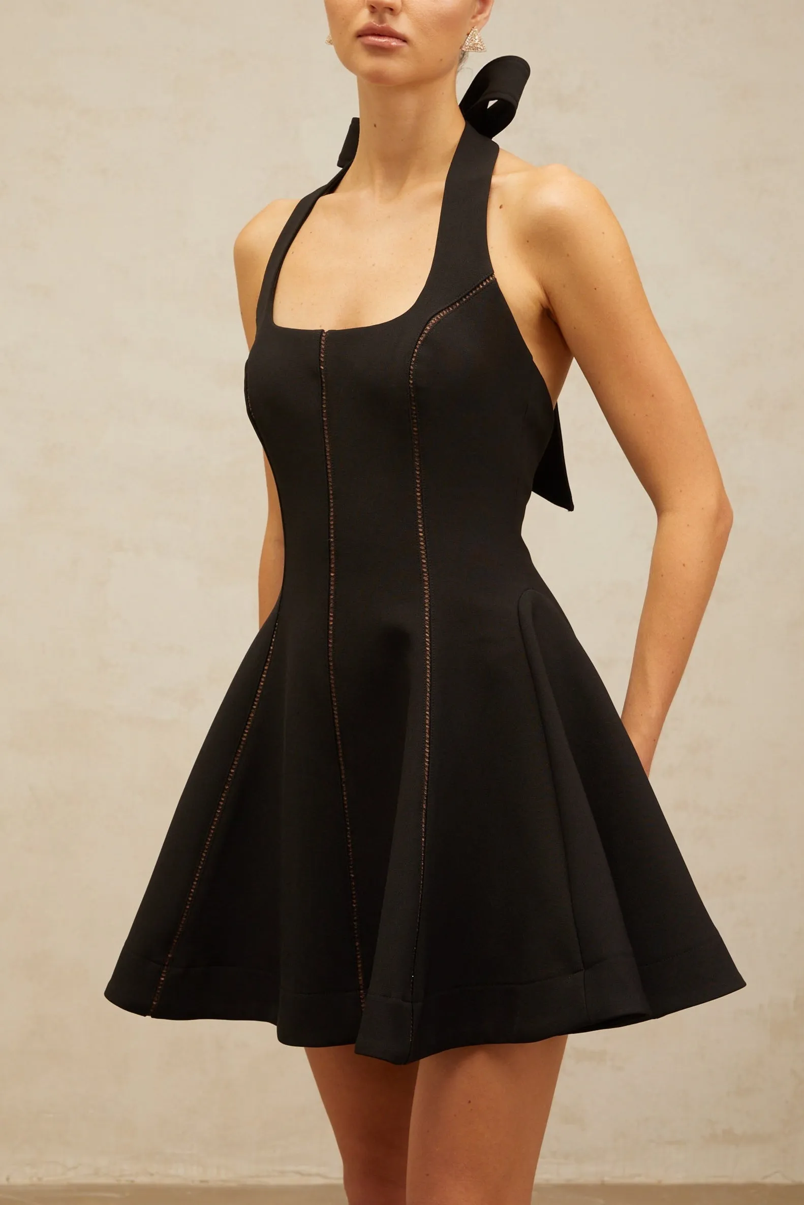 sandy halterneck bow-embellished mini dress in Black Gloria Lanvin