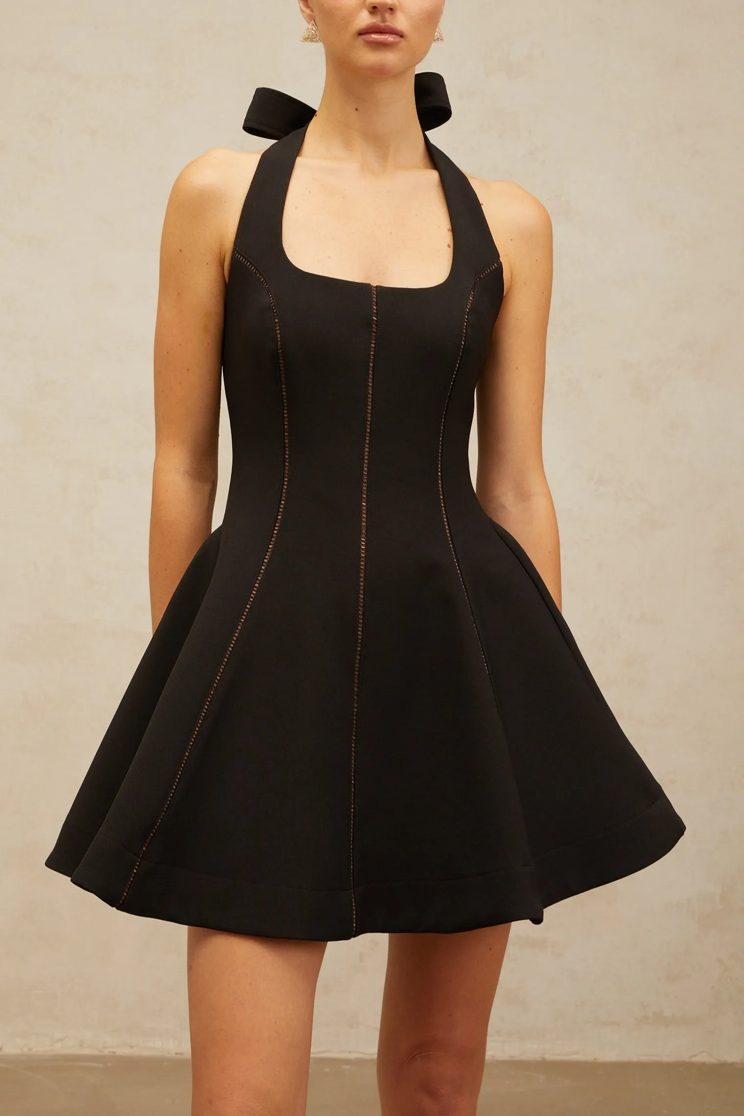 sandy halterneck bow-embellished mini dress in Black Gloria Lanvin
