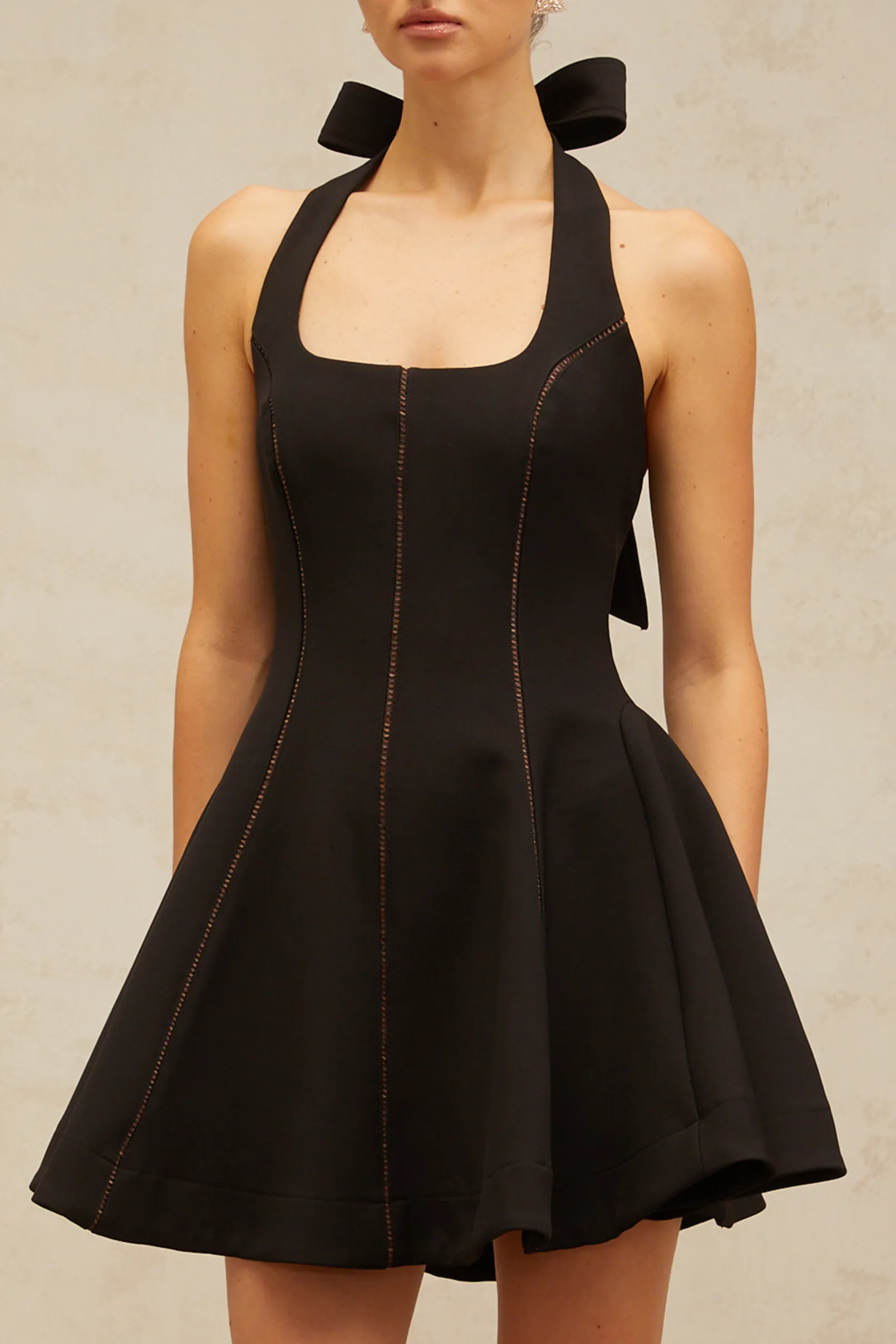 sandy halterneck bow-embellished mini dress in Black Gloria Lanvin