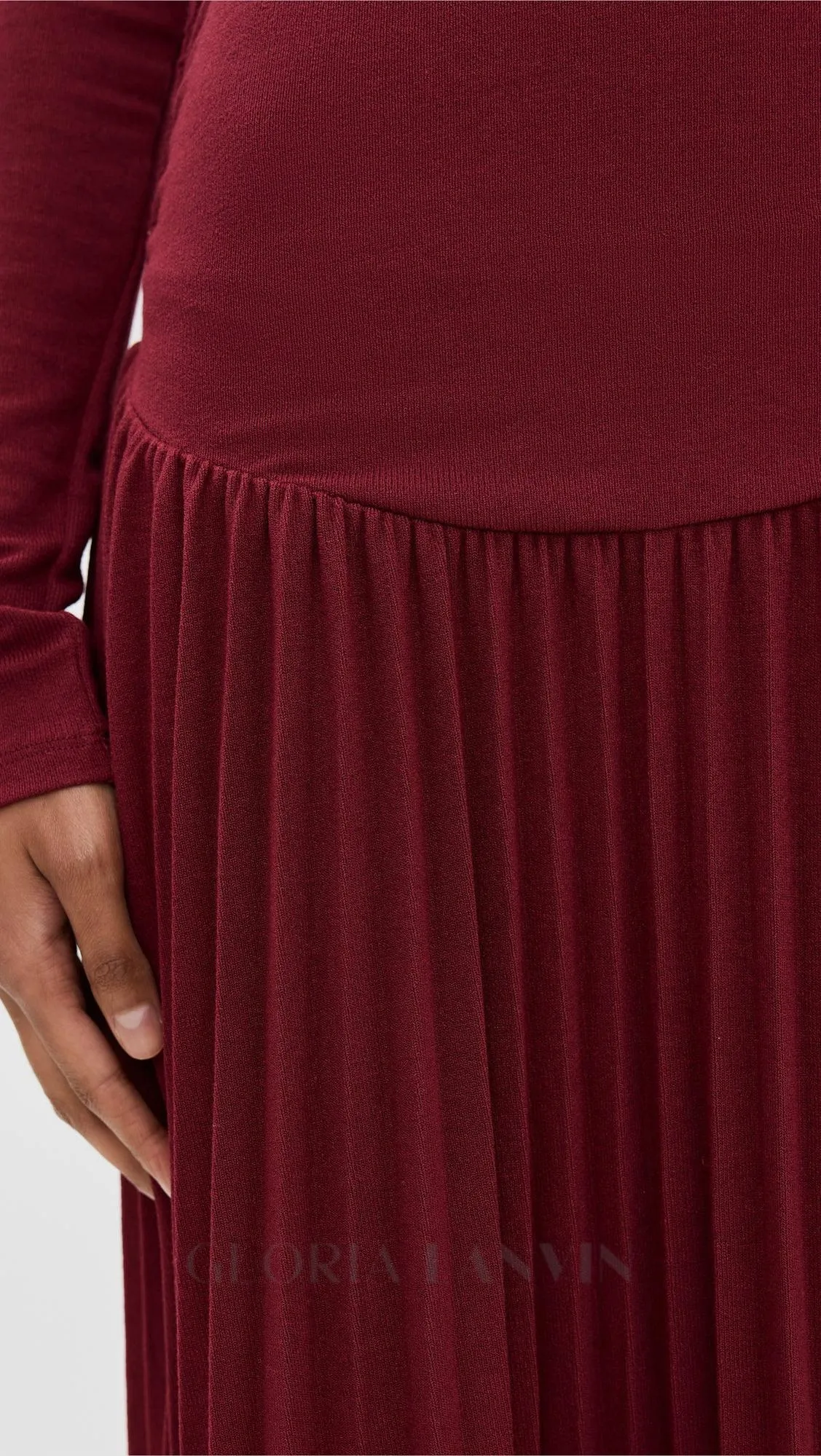 sara bodycon strapless long sleeve maxi dress in burgundy Gloria Lanvin