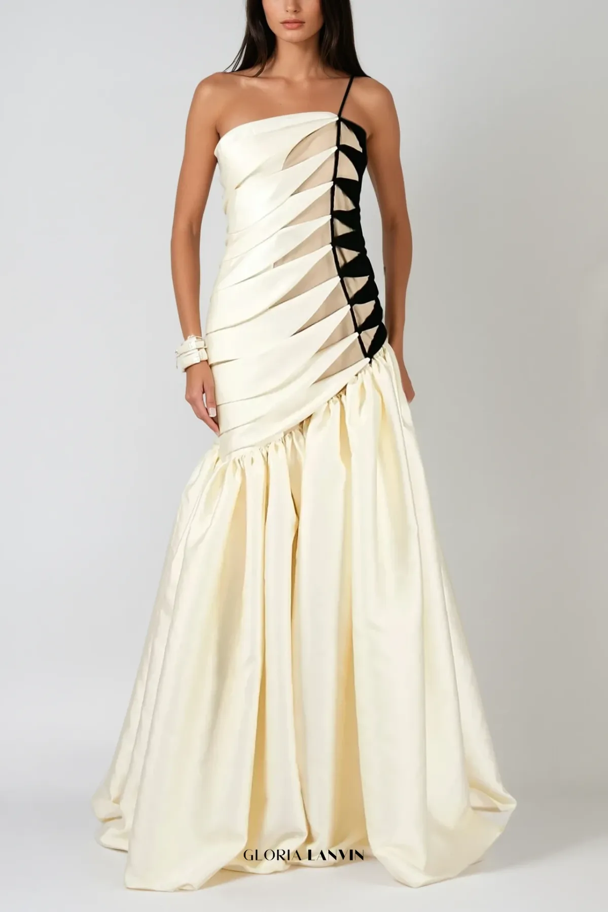 sara Satin Braided Rope Maxi Dress Gloria Lanvin