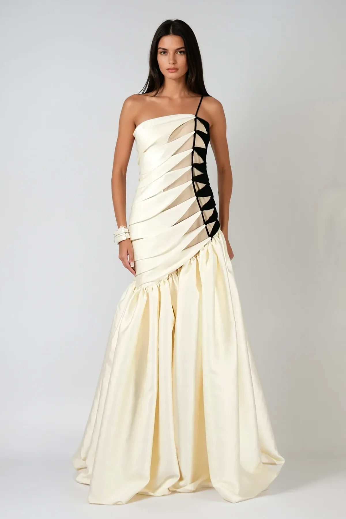 sara Satin Braided Rope Maxi Dress Gloria Lanvin