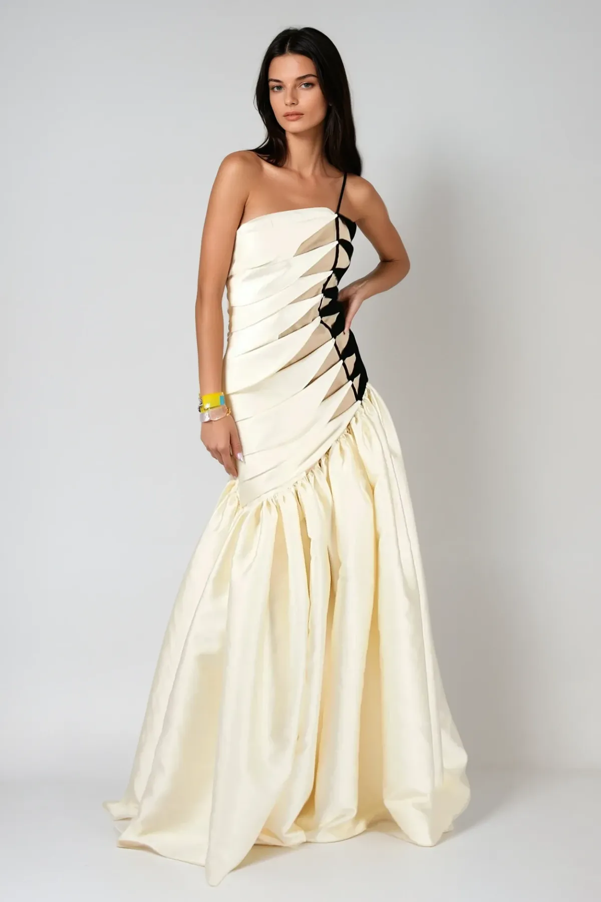 sara Satin Braided Rope Maxi Dress Gloria Lanvin