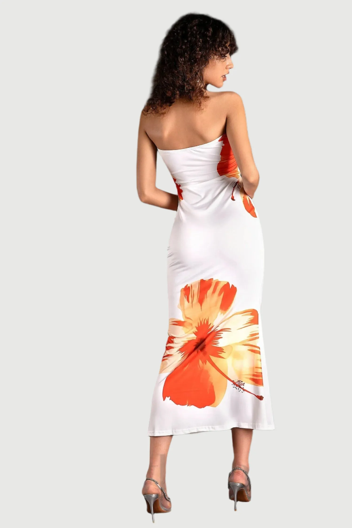 SARRIDES STRAPLESS PRINT MIDI DRESS Gloria Lanvin