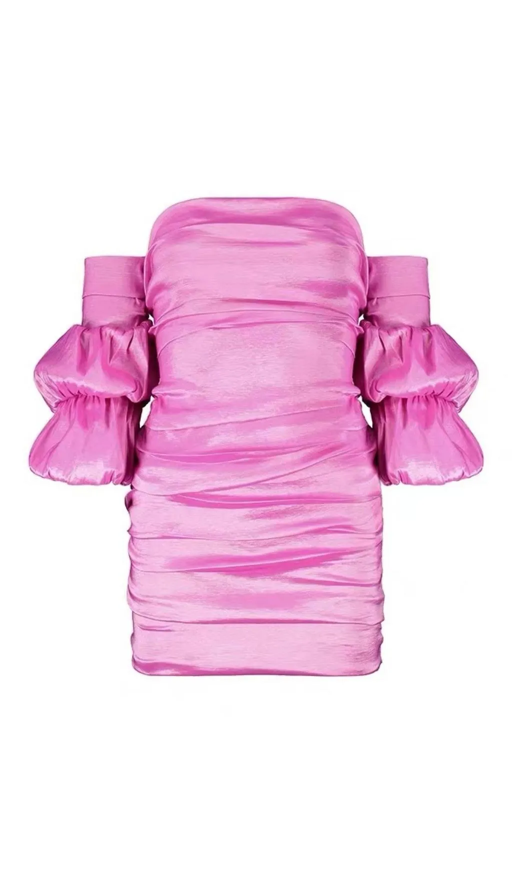 SATIN BARDOT MINI DRESS IN HOT PINK Gloria Lanvin