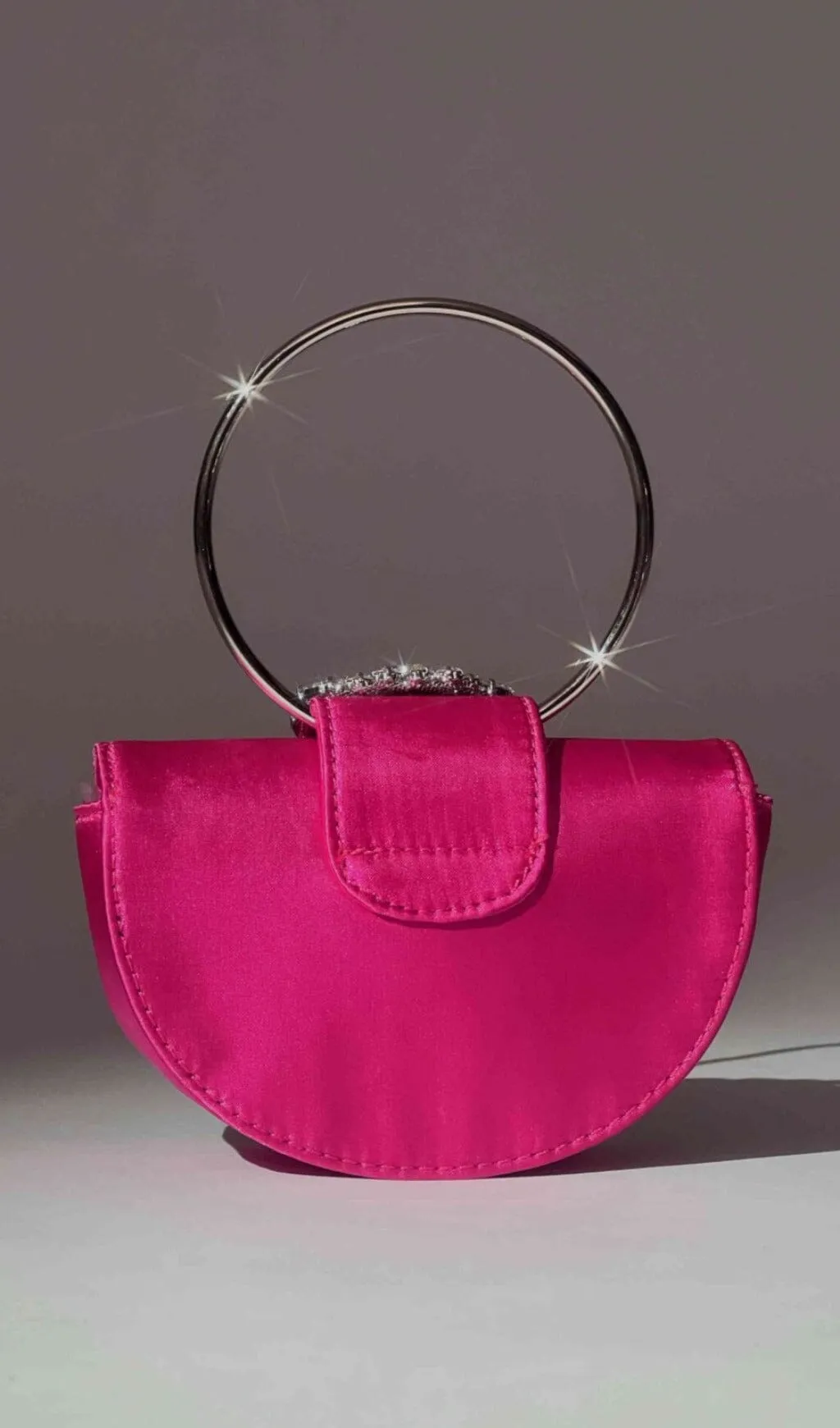 SATIN CRYSTAL CLUTCH IN HOT PINK Gloria Lanvin