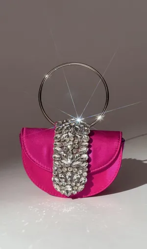 SATIN CRYSTAL CLUTCH IN HOT PINK Gloria Lanvin