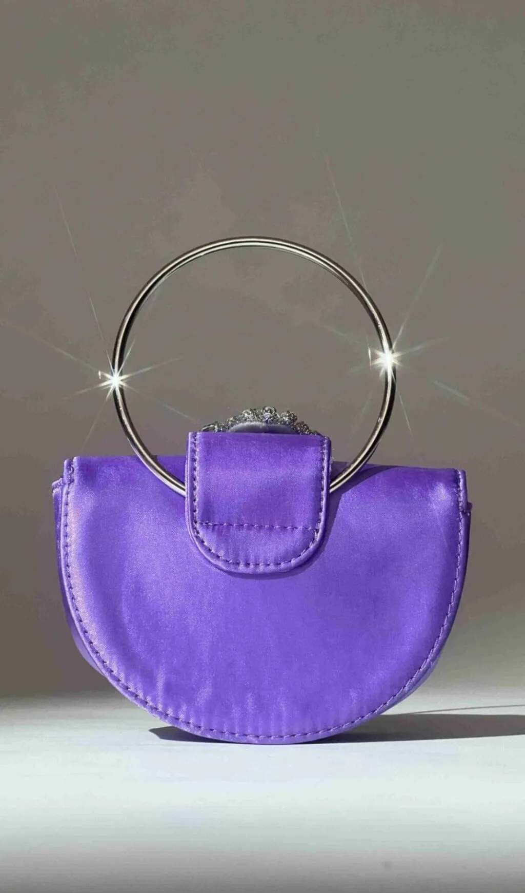 SATIN CRYSTAL CLUTCH IN PURPLE Gloria Lanvin