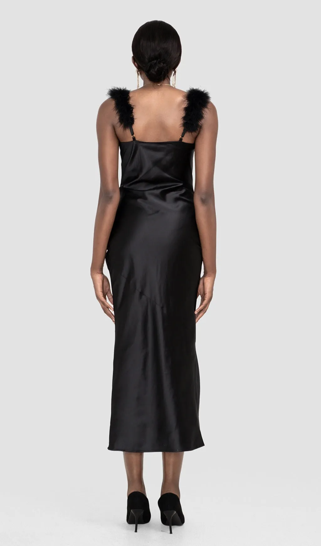 SATIN MAXI DRESS IN BLACK Gloria Lanvin