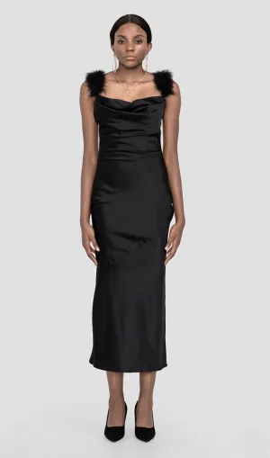 SATIN MAXI DRESS IN BLACK Gloria Lanvin
