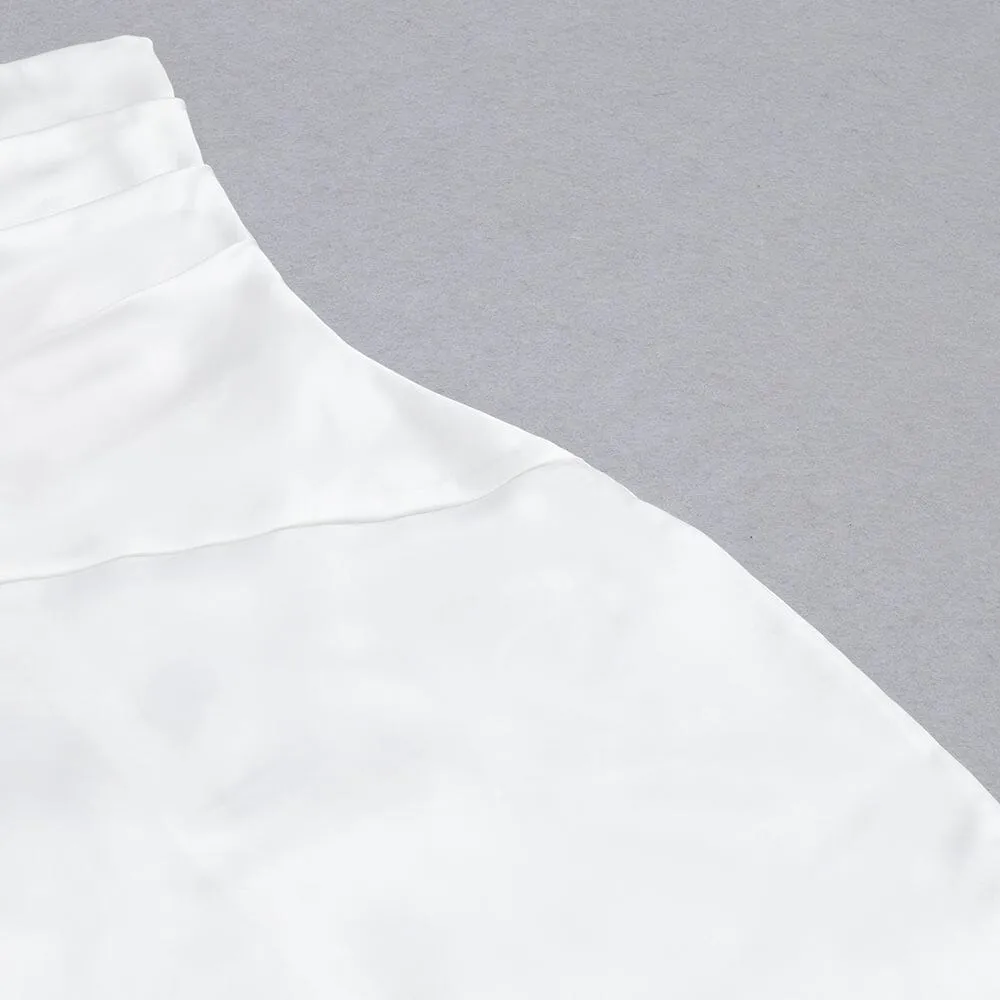 SATIN ONE SHOULDER MIDI DRESS IN WHITE Gloria Lanvin