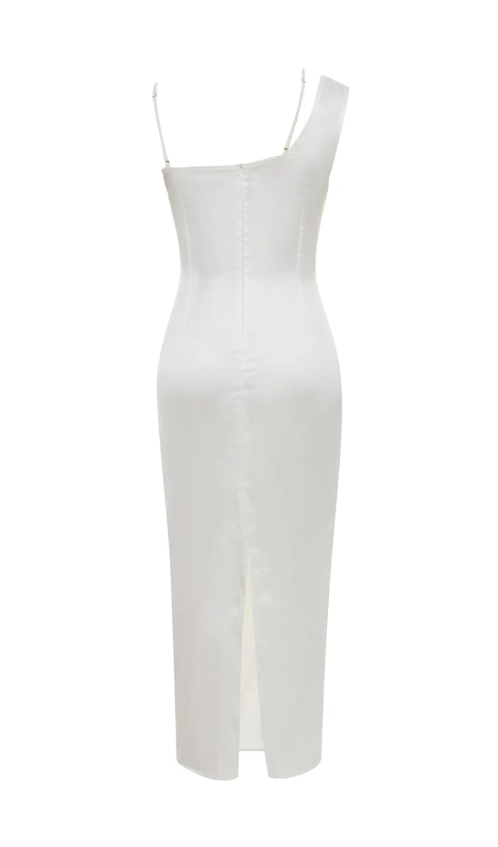 SATIN ONE SHOULDER MIDI DRESS IN WHITE Gloria Lanvin