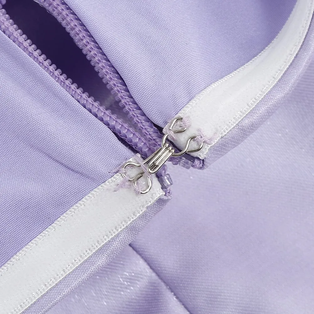 SATIN PUFF SLEEVE MINI DRESS IN LIGHT PURPLE Gloria Lanvin