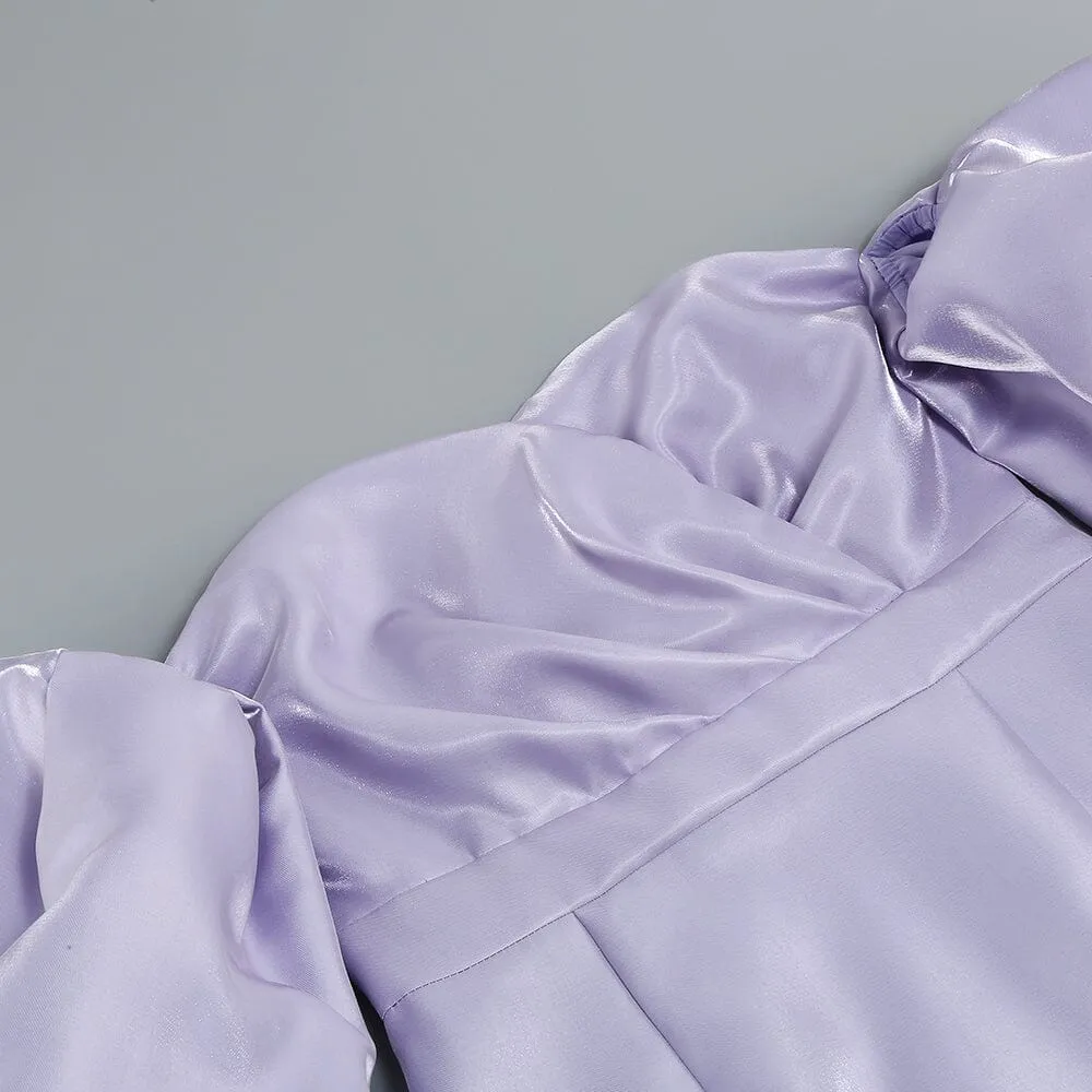 SATIN PUFF SLEEVE MINI DRESS IN LIGHT PURPLE Gloria Lanvin