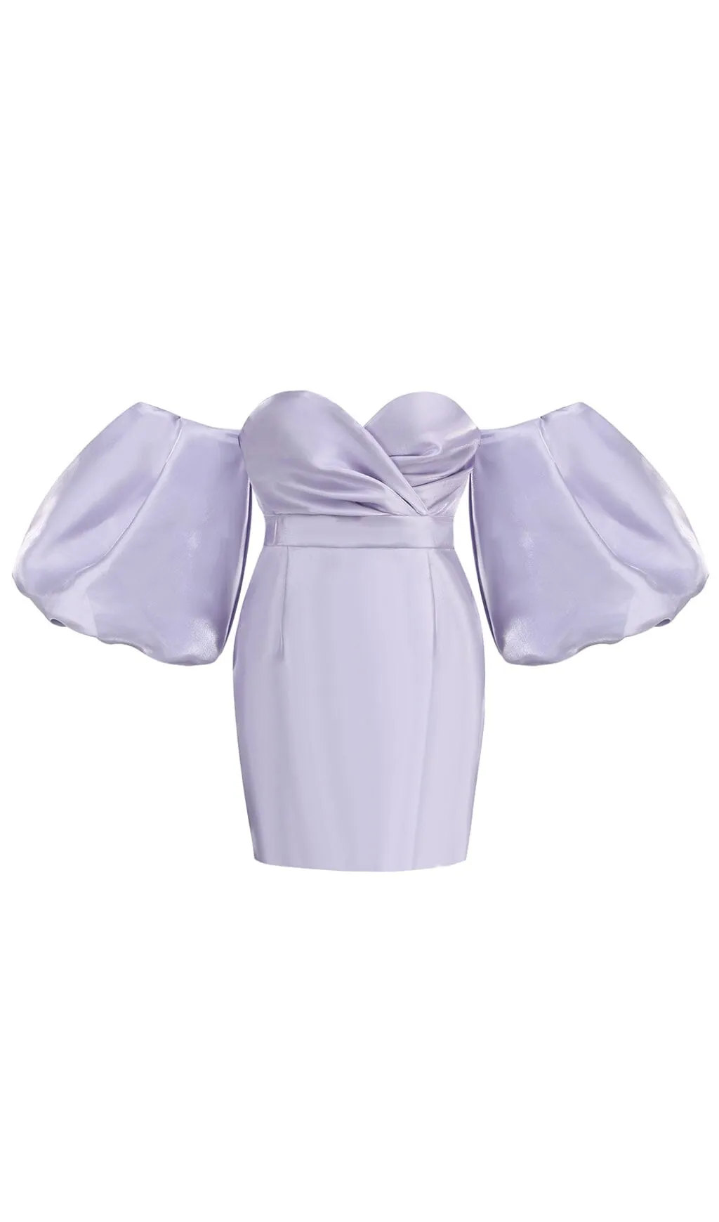 SATIN PUFF SLEEVE MINI DRESS IN LIGHT PURPLE Gloria Lanvin