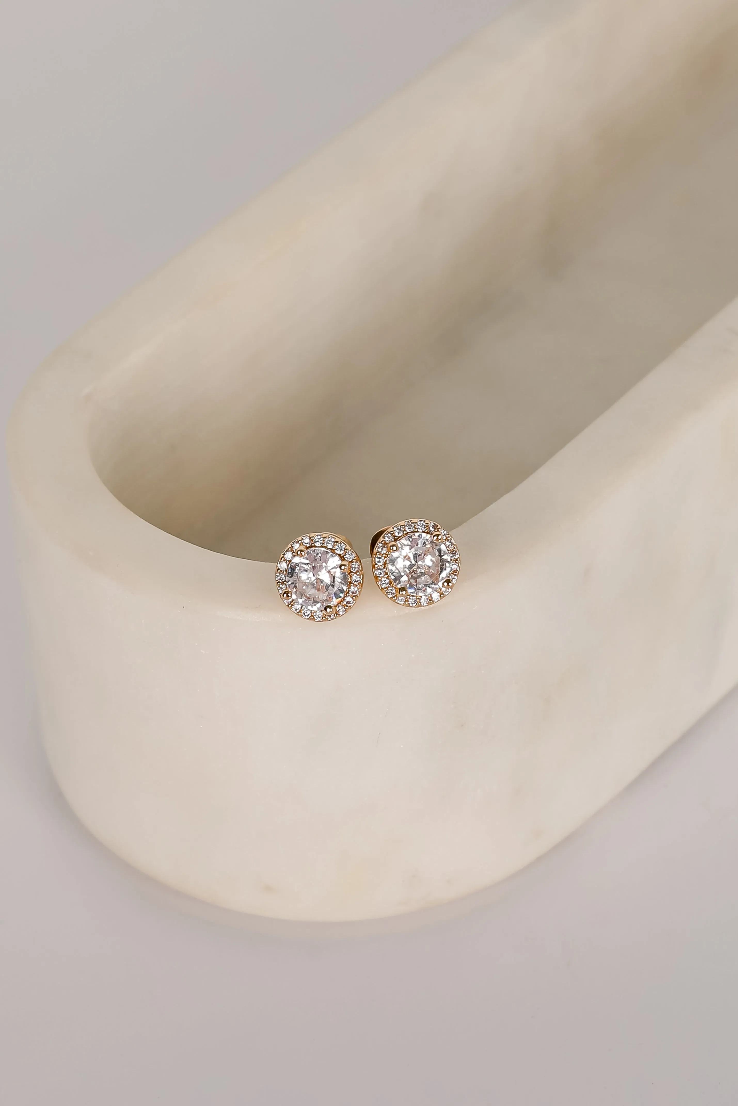 Sawyer Gold Rhinestone Stud Earrings