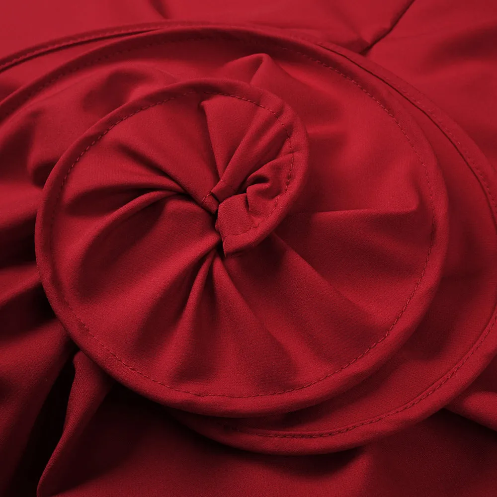 Sculptural rose mini dress in red Gloria Lanvin