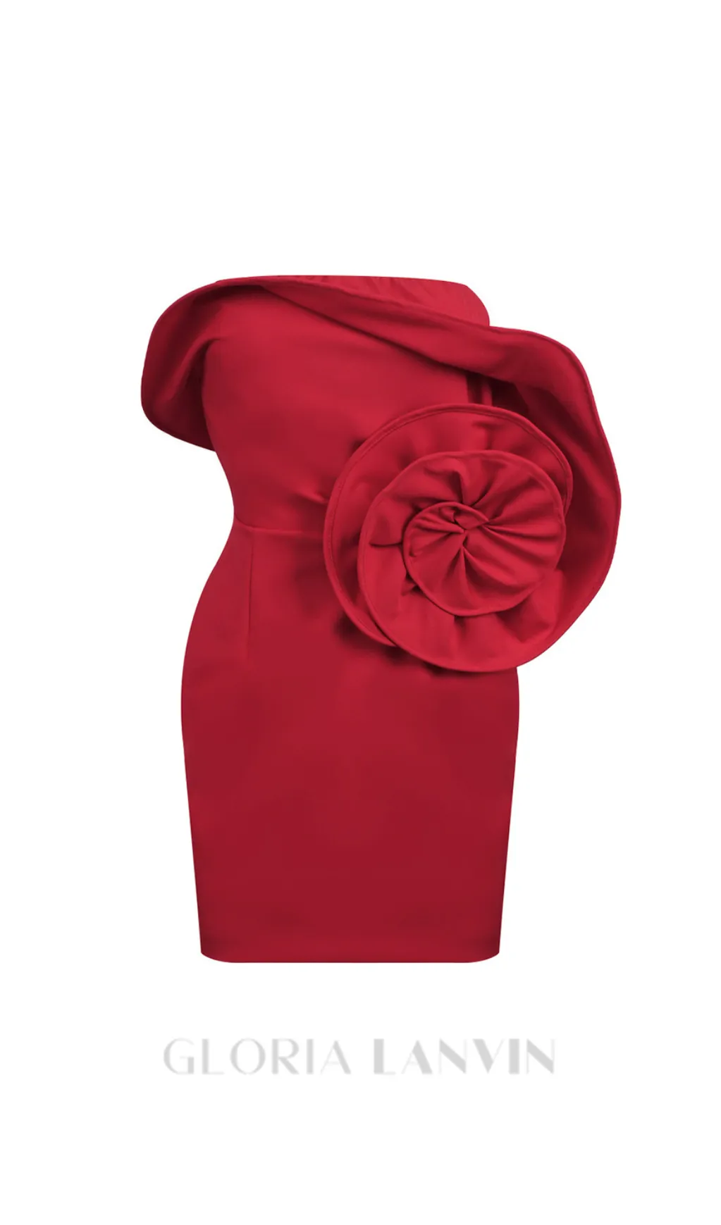 Sculptural rose mini dress in red Gloria Lanvin