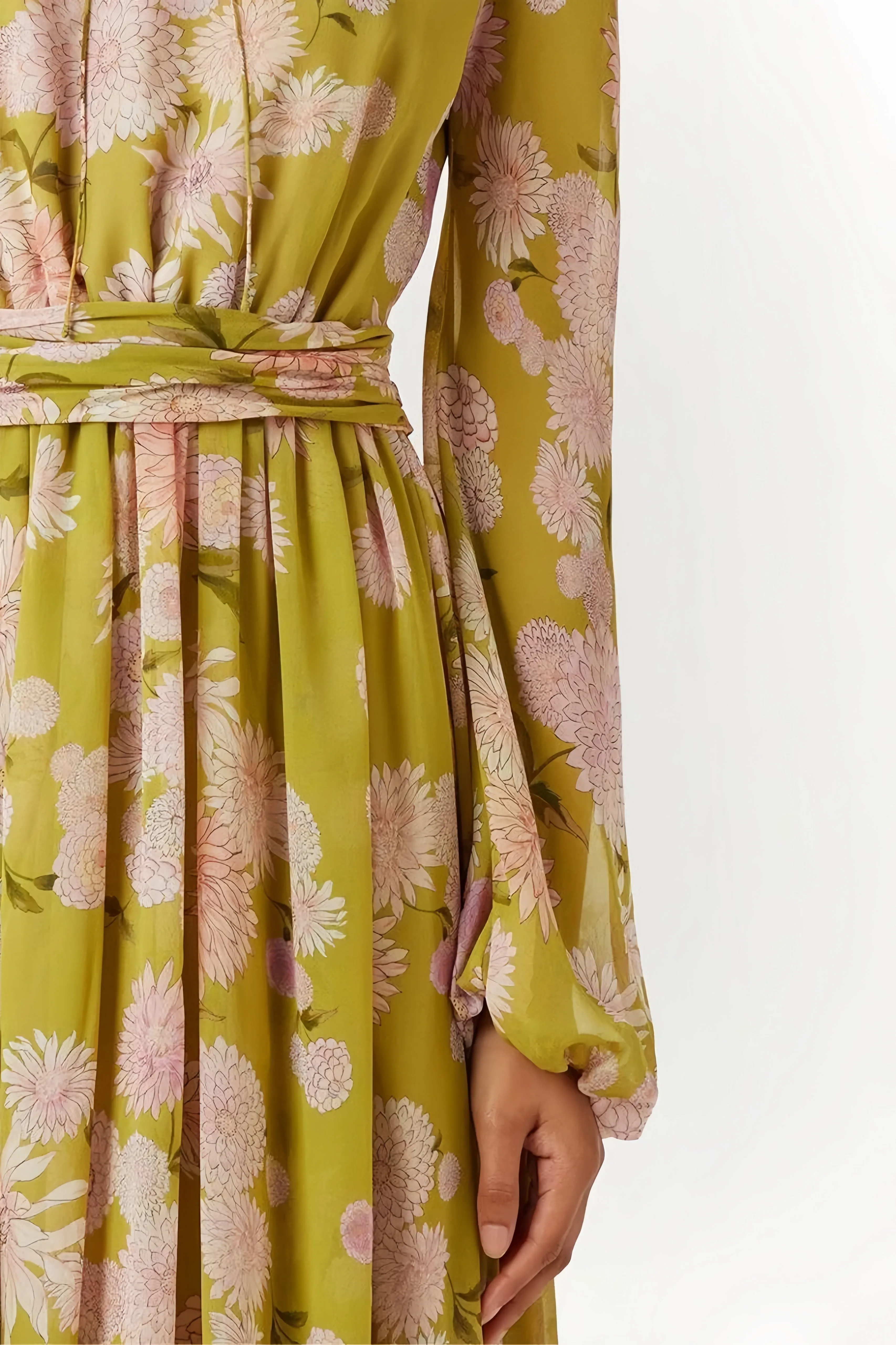 selena floral lace up puff sleeve maxi dress Gloria Lanvin