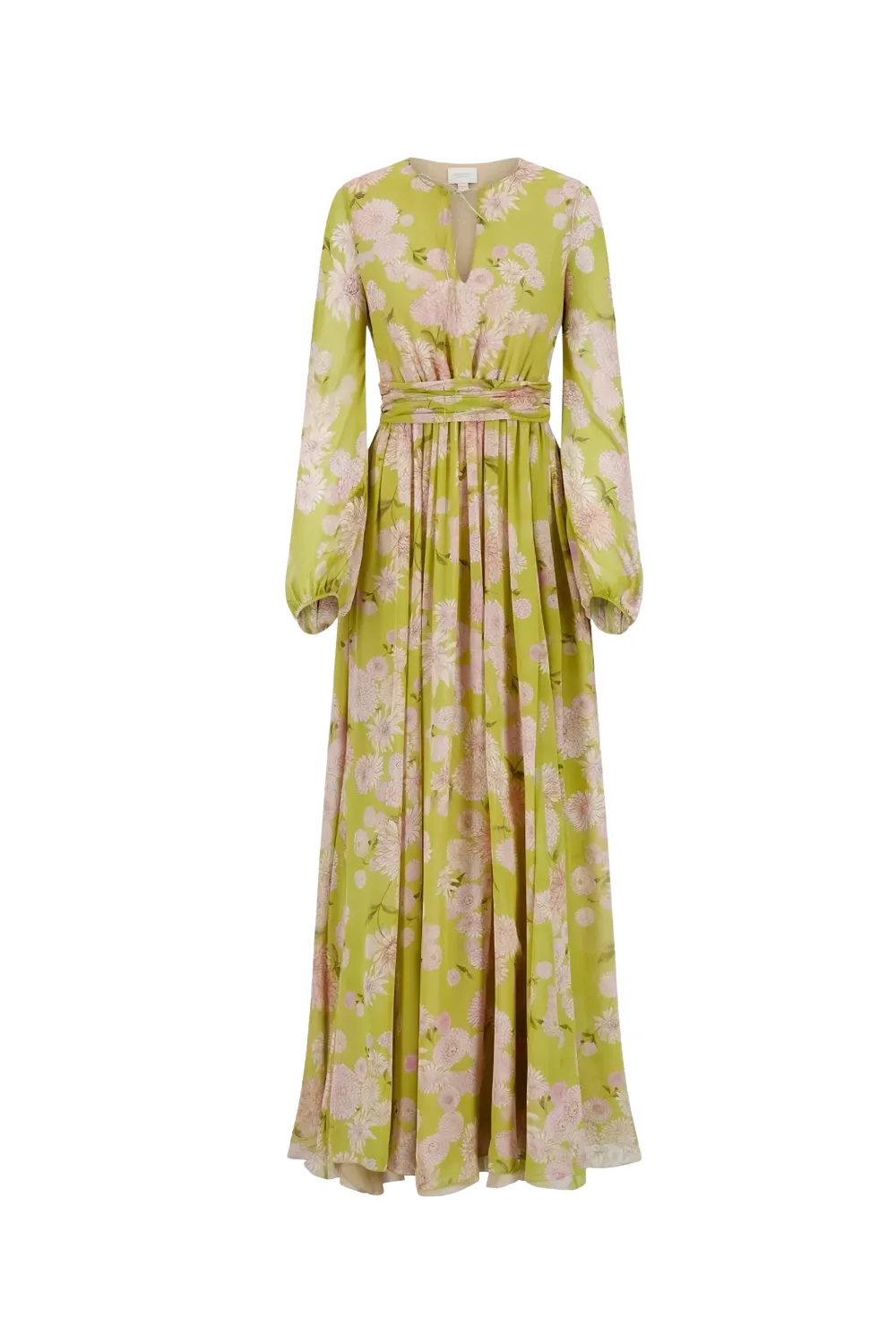 selena floral lace up puff sleeve maxi dress Gloria Lanvin