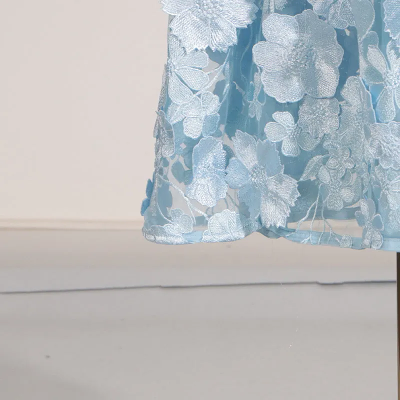 Selene 3D flower Tiered Maxi Dress In Blue Gloria Lanvin