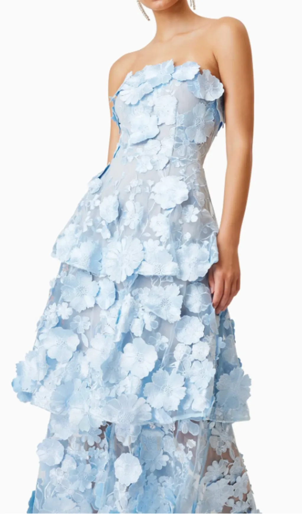 Selene 3D flower Tiered Maxi Dress In Blue Gloria Lanvin