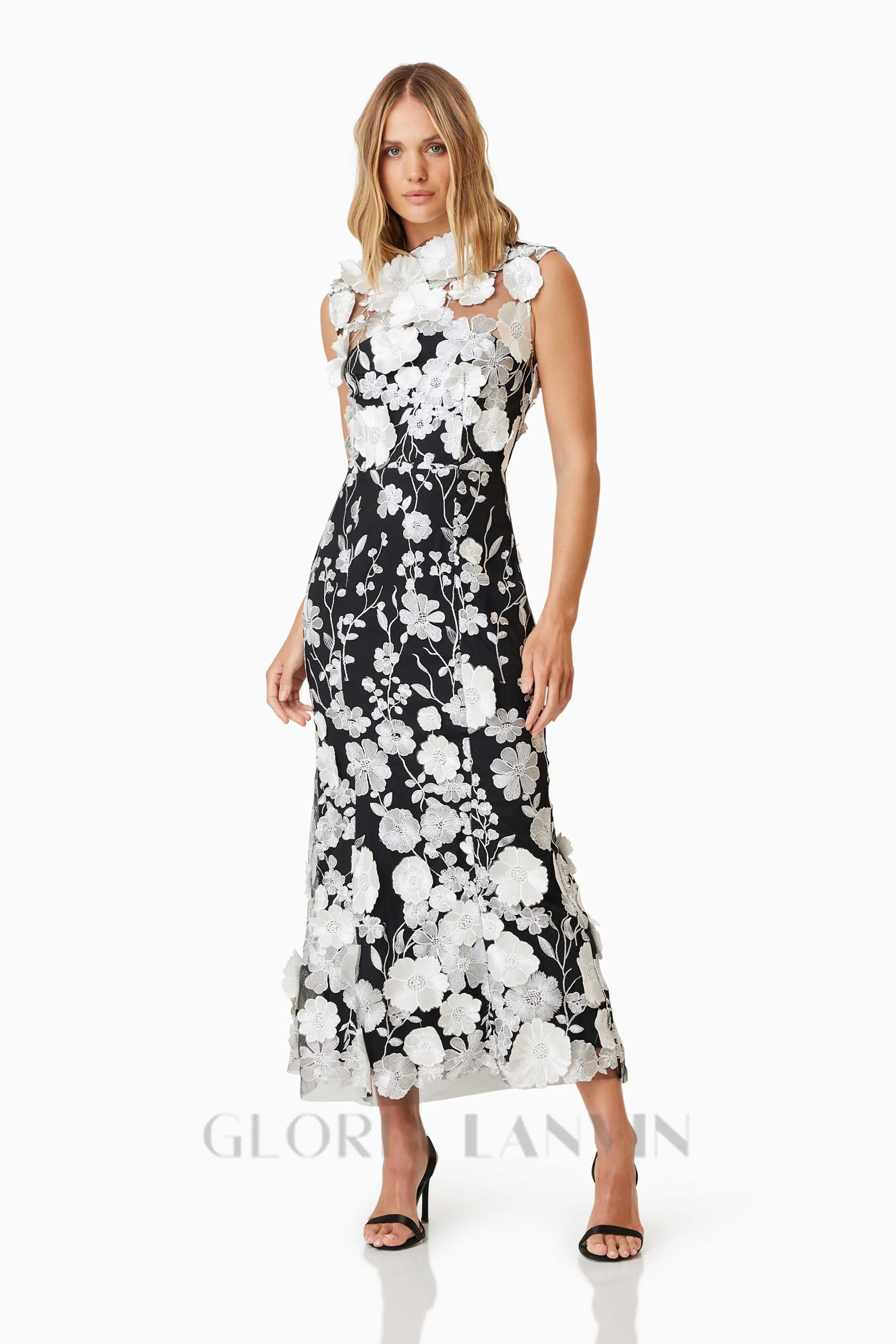 Selene Cocktail Midi Dress in Black Gloria Lanvin