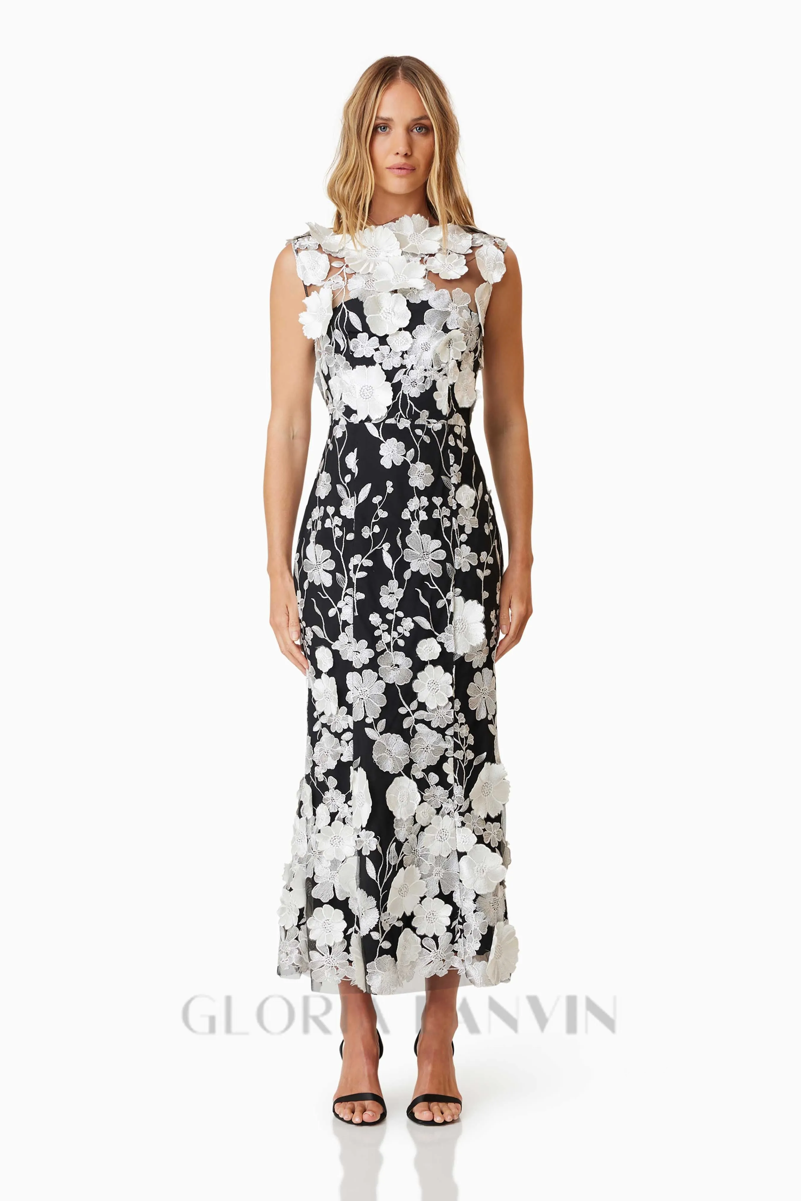 Selene Cocktail Midi Dress in Black Gloria Lanvin