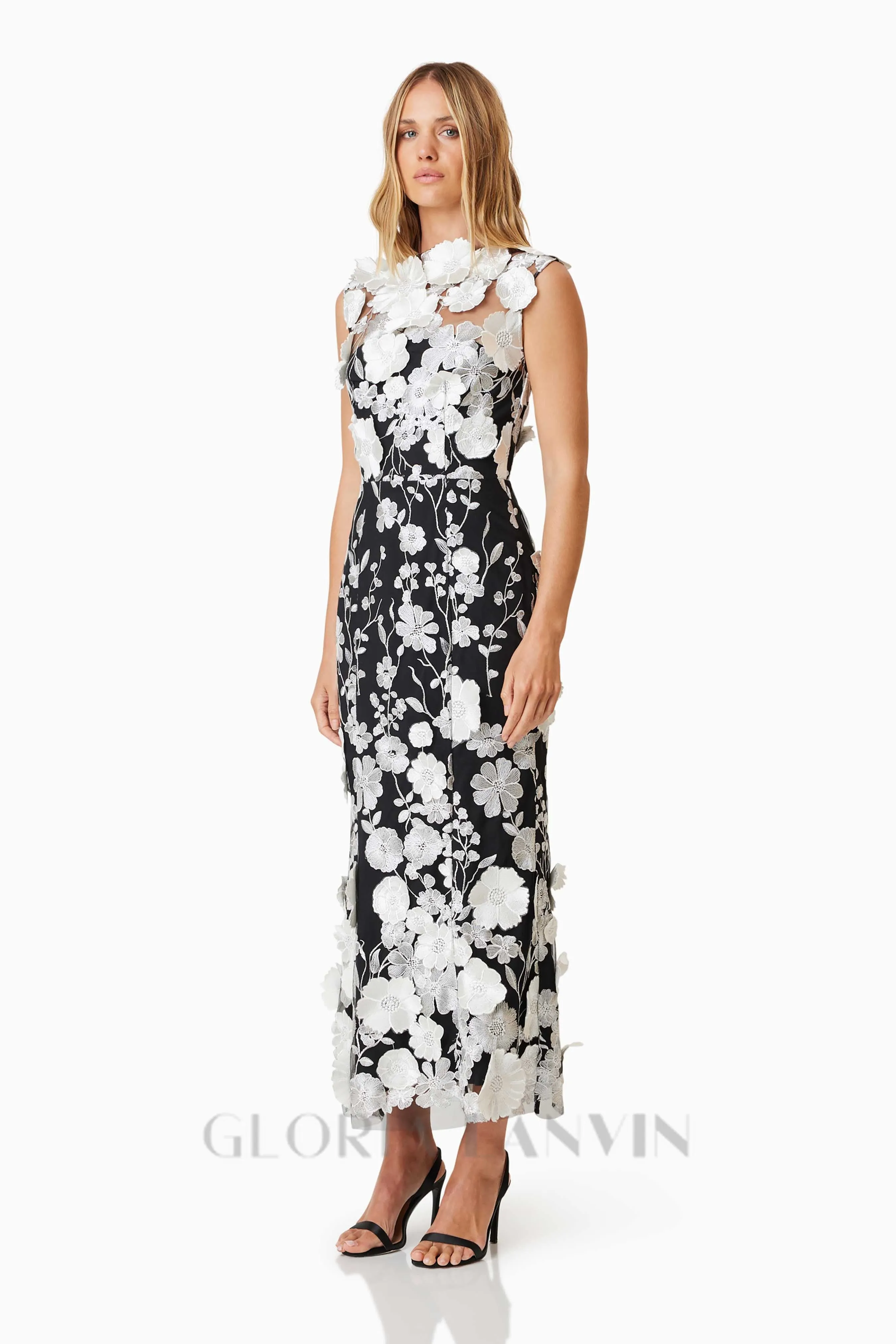 Selene Cocktail Midi Dress in Black Gloria Lanvin